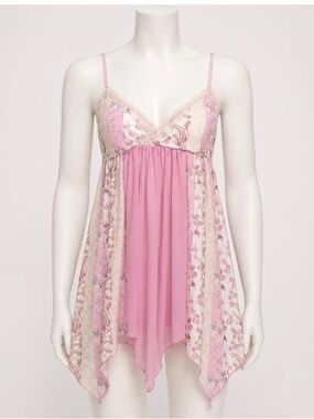 Lace-Trim Pink Camisole Slip Top